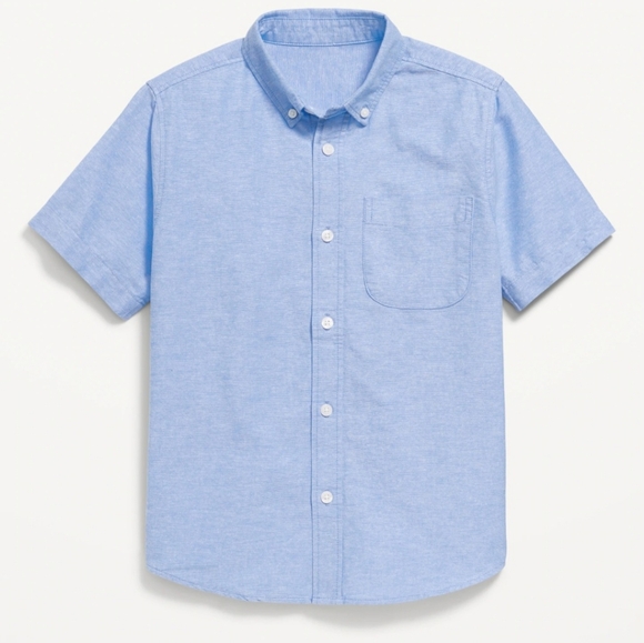 Old Navy Boys' Short-Sleeve Oxford Shirt Blue Regular Siz... - Picture 2 of 7